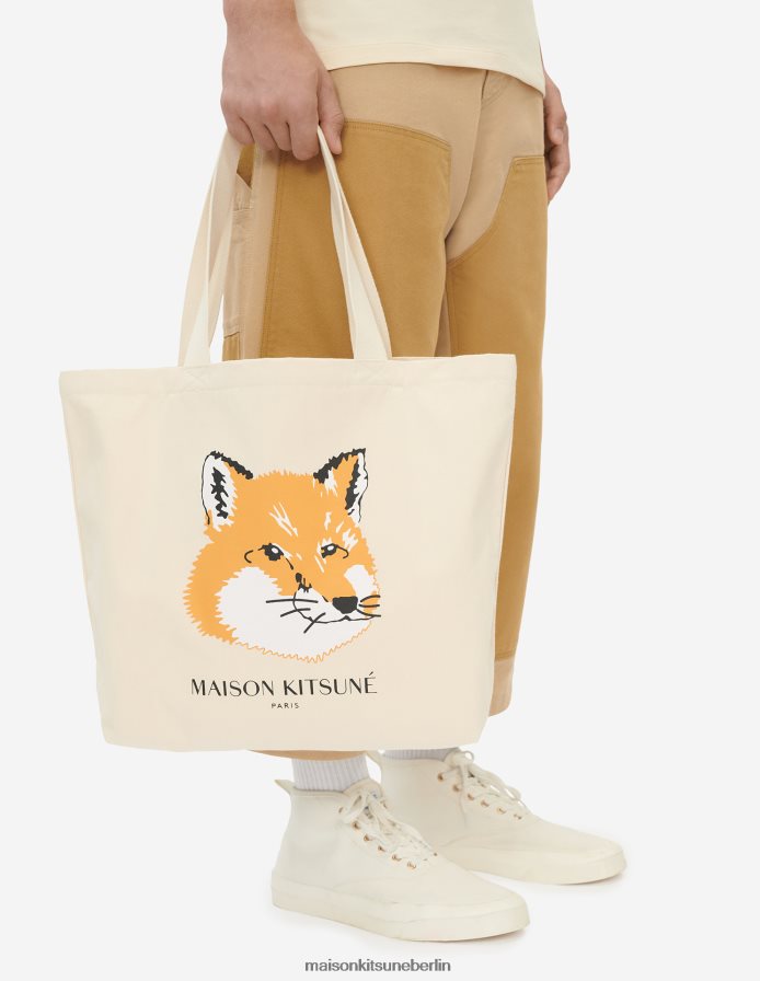 Zubehörteil V2DHL528 naturfarben unisex Fuchskopf-Einkaufstasche Maison Kitsune