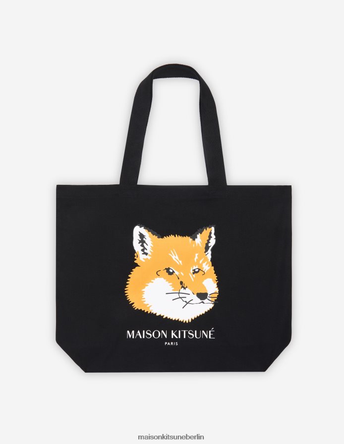 Zubehörteil V2DHL529 Schwarz unisex Fuchskopf-Einkaufstasche Maison Kitsune