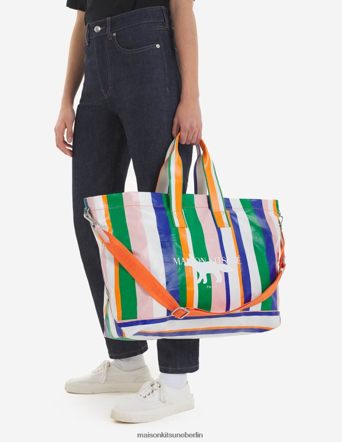 Zubehörteil V2DHL531 weiße Streifen unisex Gestreifte E/W-Tasche Maison Kitsune