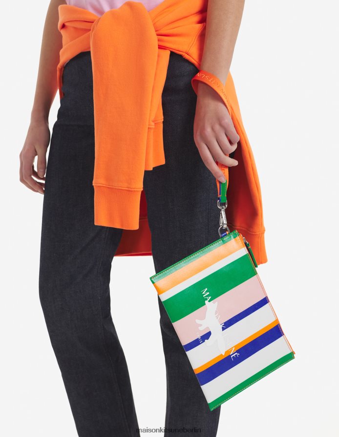 Zubehörteil V2DHL537 weiße Streifen unisex Streifenbeutel Maison Kitsune